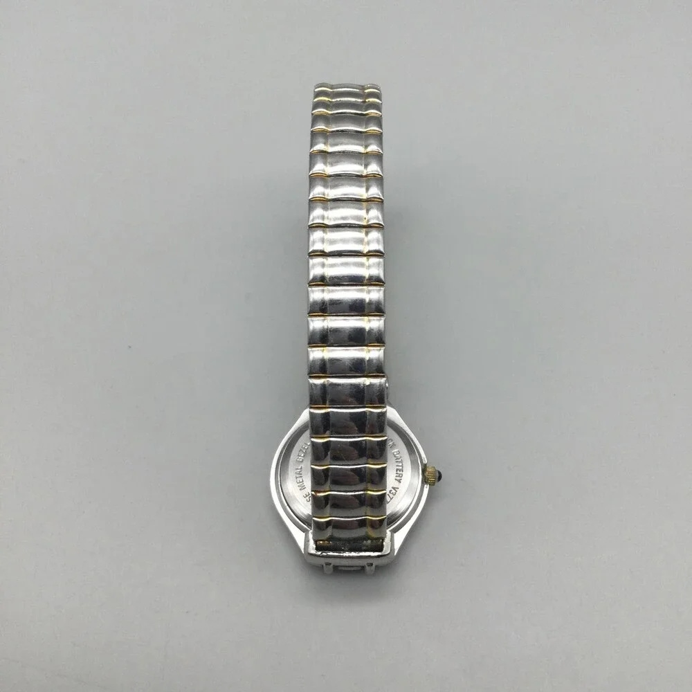 Wrangler Womens Watch 25mm White Dial Two Tone Stretch Band 1285 New Battery